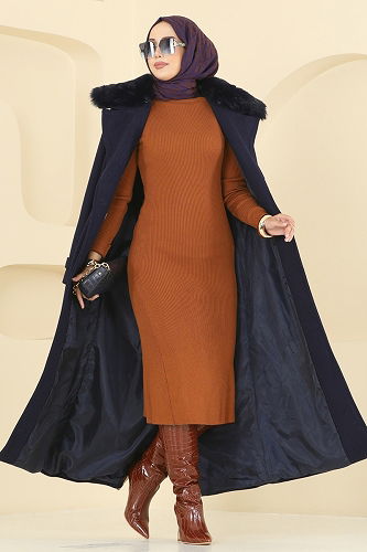 moda selvim Coat 8196FMZ1159 Navy Blue - Thumbnail