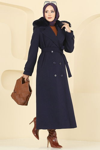 moda selvim Coat 8196FMZ1159 Navy Blue - Thumbnail