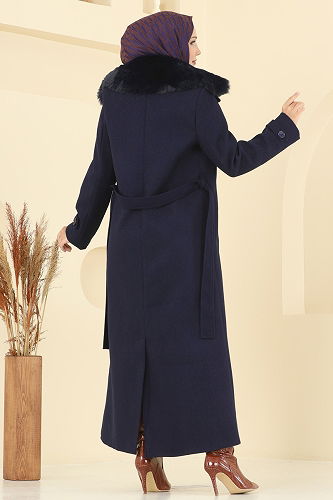 moda selvim Coat 8196FMZ1159 Navy Blue - Thumbnail