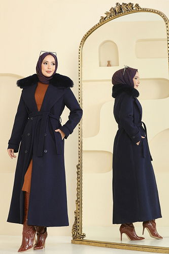 moda selvim معطف كحلي 8196FMZ1159 - Thumbnail