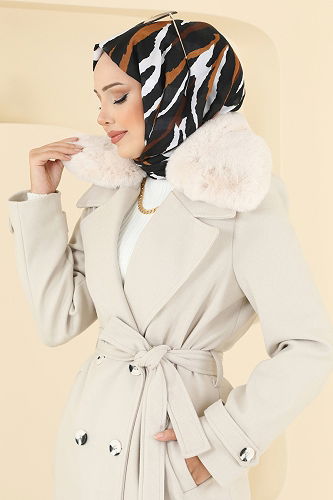 moda selvim معطف بيج 8196FMZ1159 - Thumbnail