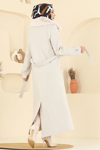 moda selvim معطف بيج 8196FMZ1159 - Thumbnail