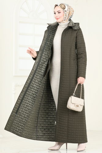 moda selvim Coat 830OZT1013 Khaki - Thumbnail