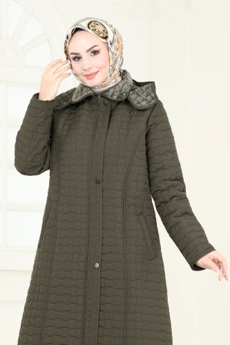 moda selvim Coat 830OZT1013 Khaki - Thumbnail