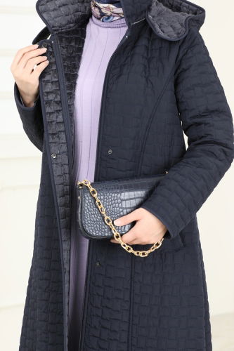 moda selvim Coat 830OZT1013 Navy Blue - Thumbnail