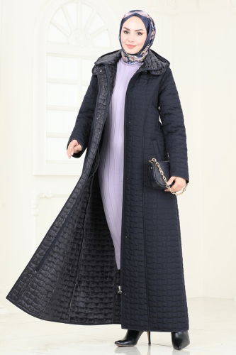 moda selvim Coat 830OZT1013 Navy Blue - Thumbnail