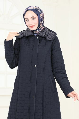 moda selvim Coat 830OZT1013 Navy Blue - Thumbnail