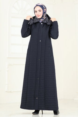 moda selvim Coat 830OZT1013 Navy Blue - Thumbnail