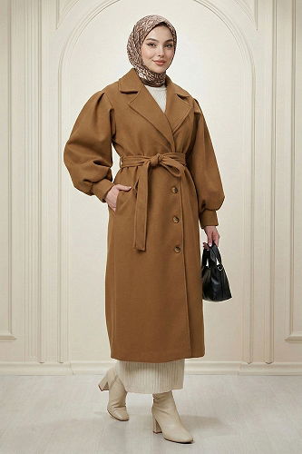 moda selvim Coat 9003FMZ1190-M Light Tan - Thumbnail