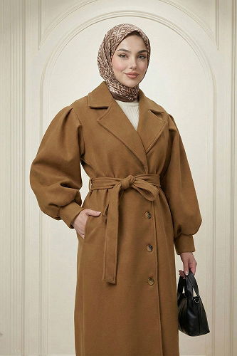 moda selvim Coat 9003FMZ1190-M Light Tan - Thumbnail
