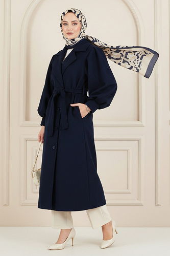 moda selvim Coat 9003FMZ1190-M Navy Blue - Thumbnail