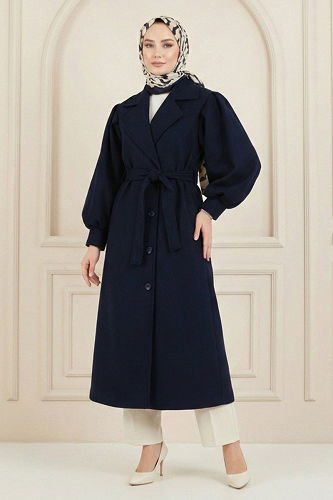 moda selvim Coat 9003FMZ1190-M Navy Blue - Thumbnail