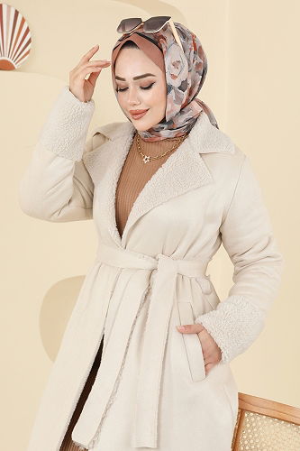 moda selvim معطف سكري 9049S324 - Thumbnail