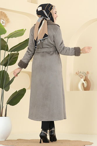 moda selvim Coat 9049S324 Khaki - Thumbnail