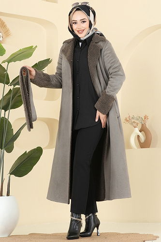 moda selvim Coat 9049S324 Khaki - Thumbnail