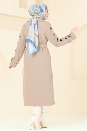 moda selvim Coat 904MSA980 Stone - Thumbnail