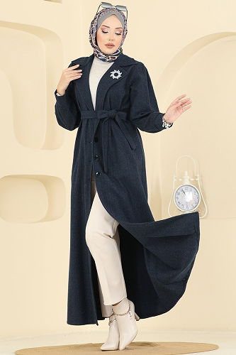 moda selvim Coat 9054S324 Navy Blue - Thumbnail