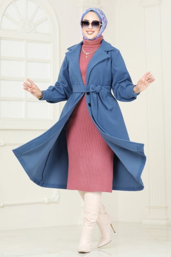 moda selvim Coat 905MSA980 Blue - Thumbnail