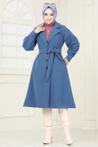 moda selvim Coat 905MSA980 Blue - Thumbnail