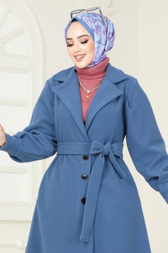 moda selvim Coat 905MSA980 Blue - Thumbnail