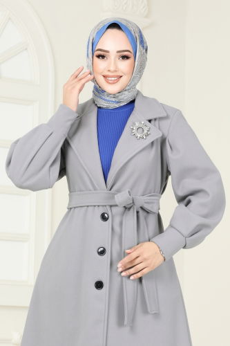 moda selvim Coat 905MSA980 Gray - Thumbnail