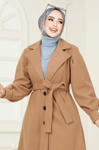 moda selvim Coat 905MSA980 Latte - Thumbnail