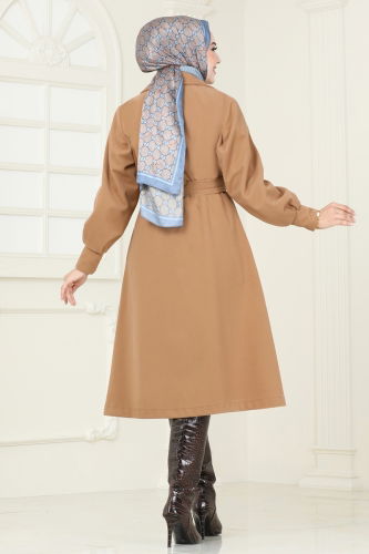 moda selvim Coat 905MSA980 Latte - Thumbnail