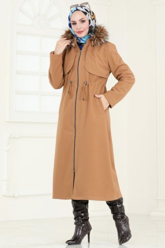 moda selvim Coat 906MSA980 Tan - Thumbnail