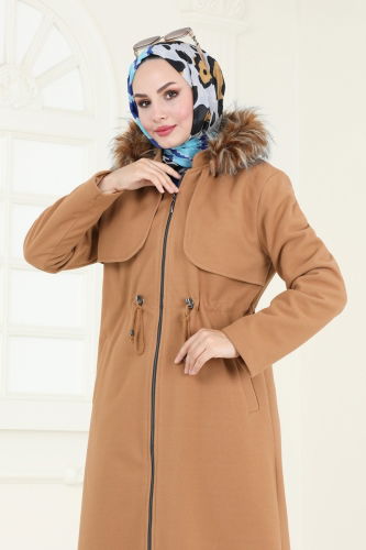 moda selvim Coat 906MSA980 Tan - Thumbnail