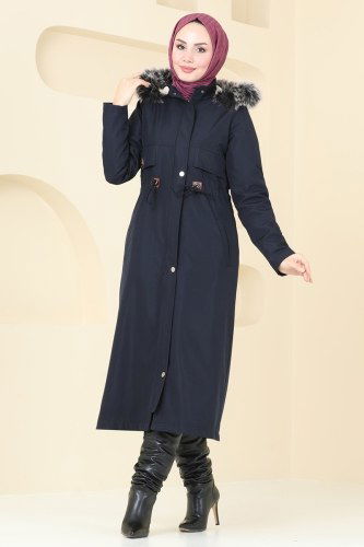 moda selvim Coat 917OZT1013 Navy Blue - Thumbnail