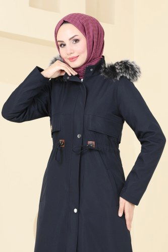 moda selvim Coat 917OZT1013 Navy Blue - Thumbnail