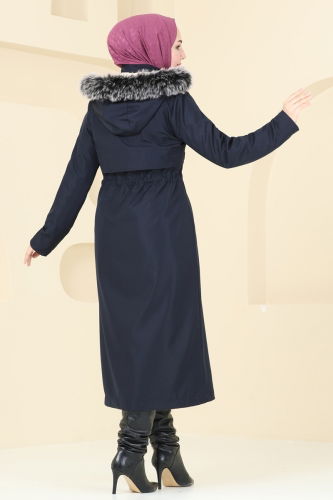 moda selvim Coat 917OZT1013 Navy Blue - Thumbnail