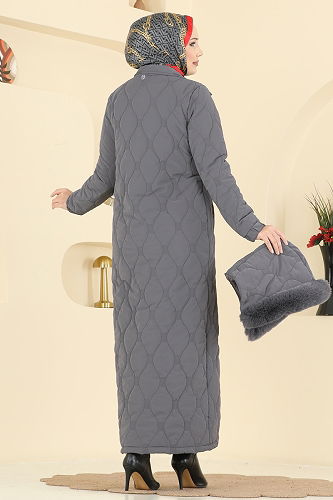 moda selvim معطف رمادي 962ART1138 - Thumbnail