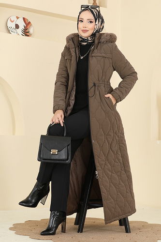 moda selvim Coat 962ART1138 Light Brown - Thumbnail