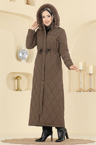 moda selvim معطف بني فاتح 962ART1138 - Thumbnail