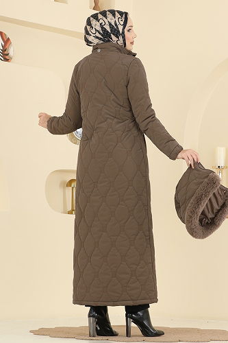 moda selvim معطف بني فاتح 962ART1138 - Thumbnail