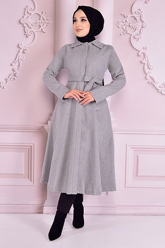 moda selvim Coat END2097-M Gray - Thumbnail