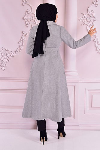 moda selvim Coat END2097-M Gray - Thumbnail
