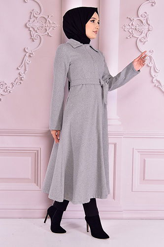moda selvim معطف رمادي END2097-M - Thumbnail