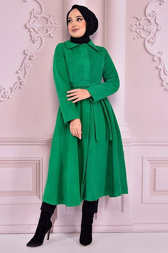 moda selvim Coat END2097-M Green - Thumbnail