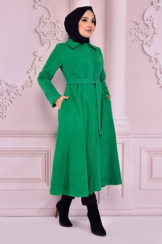 moda selvim Coat END2097-M Green - Thumbnail