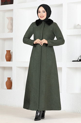 moda selvim Coat END5563-M Khaki - Thumbnail
