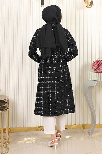 moda selvim COAT MİH19176-M Black Crocodile - Thumbnail