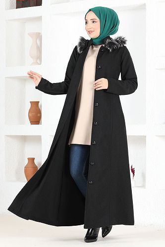 moda selvim Coat MSL3039-M Black - Thumbnail