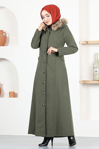 moda selvim معطف اخضر عفني MSL3039-M - Thumbnail