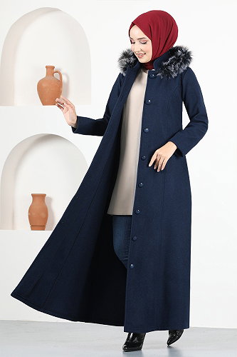 moda selvim Coat MSL3039-M Navy Blue - Thumbnail