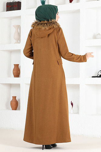 moda selvim معطف عسلي MSL3039-M - Thumbnail