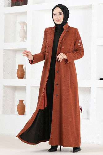 moda selvim معطف قرميدي MSL3141-M - Thumbnail