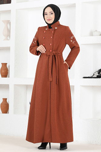 moda selvim معطف قرميدي MSL3141-M - Thumbnail