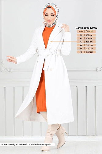 moda selvim Coat MSL5966-M Ecru - Thumbnail
